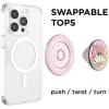 PopSockets Phone Grip for MagSafe with Kickstand, Magnetic Stand, Swappable Top, Secure Hold for iPhone MagSafe Cases, Phone & Tablet Grip – Enamel Water Lily(Baby Pink Water Lily)