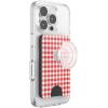 PopSockets Phone Wallet with Expanding Grip and Adapter Ring for MagSafe, Phone Card Holder, Wireless Charging Compatible, Wallet Compatible with MagSafe – Phantom Aspen(Rosso Gingham)