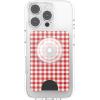 PopSockets Phone Wallet with Expanding Grip and Adapter Ring for MagSafe, Phone Card Holder, Wireless Charging Compatible, Wallet Compatible with MagSafe – Phantom Aspen(Rosso Gingham)