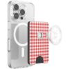 PopSockets Phone Wallet with Expanding Grip and Adapter Ring for MagSafe, Phone Card Holder, Wireless Charging Compatible, Wallet Compatible with MagSafe – Phantom Aspen(Rosso Gingham)