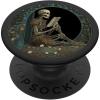Cute & Creepy Book Lover Goth Skull Design Co Librarian Skeleton Gothic Goth Book Reading Lover PopSocket Adhesive PopGrip for Smartphones with Smooth, Hard, Plastic Cases – Black(Adhesive PopGrip)