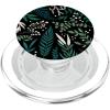 Green Botanical Fern Foliage & White Berry Floral Pattern PopSockets PopGrip for MagSafe(Magnetic PopGrip)