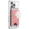 PopSockets Phone Wallet with Expanding Grip and Adapter Ring for MagSafe, Phone Card Holder, Wireless Charging Compatible, Wallet Compatible with MagSafe – Phantom Aspen(Rosso Gingham)
