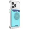 PopSockets Phone Wallet with Expanding Grip and Adapter Ring for MagSafe, Phone Card Holder, Wireless Charging Compatible, Wallet Compatible with MagSafe – Phantom Aspen(Blue)