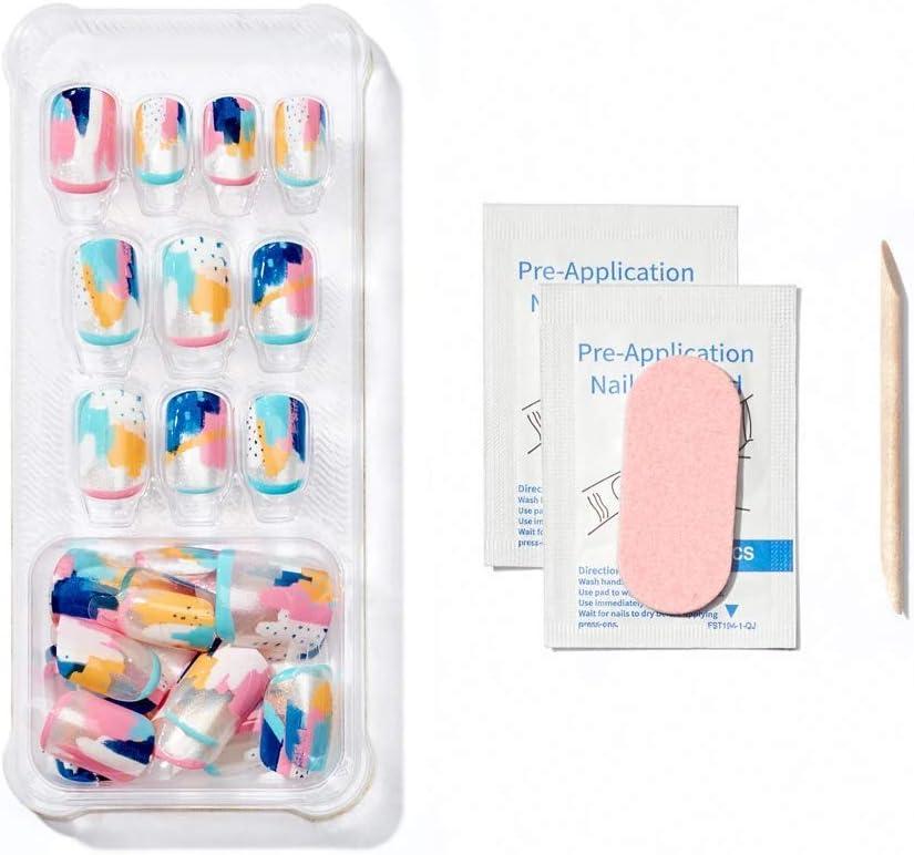 imagePopSockets 30 Gel Nails and Matching PopGrip with Swappable Top for Phones and Tablets Painterly Pastels