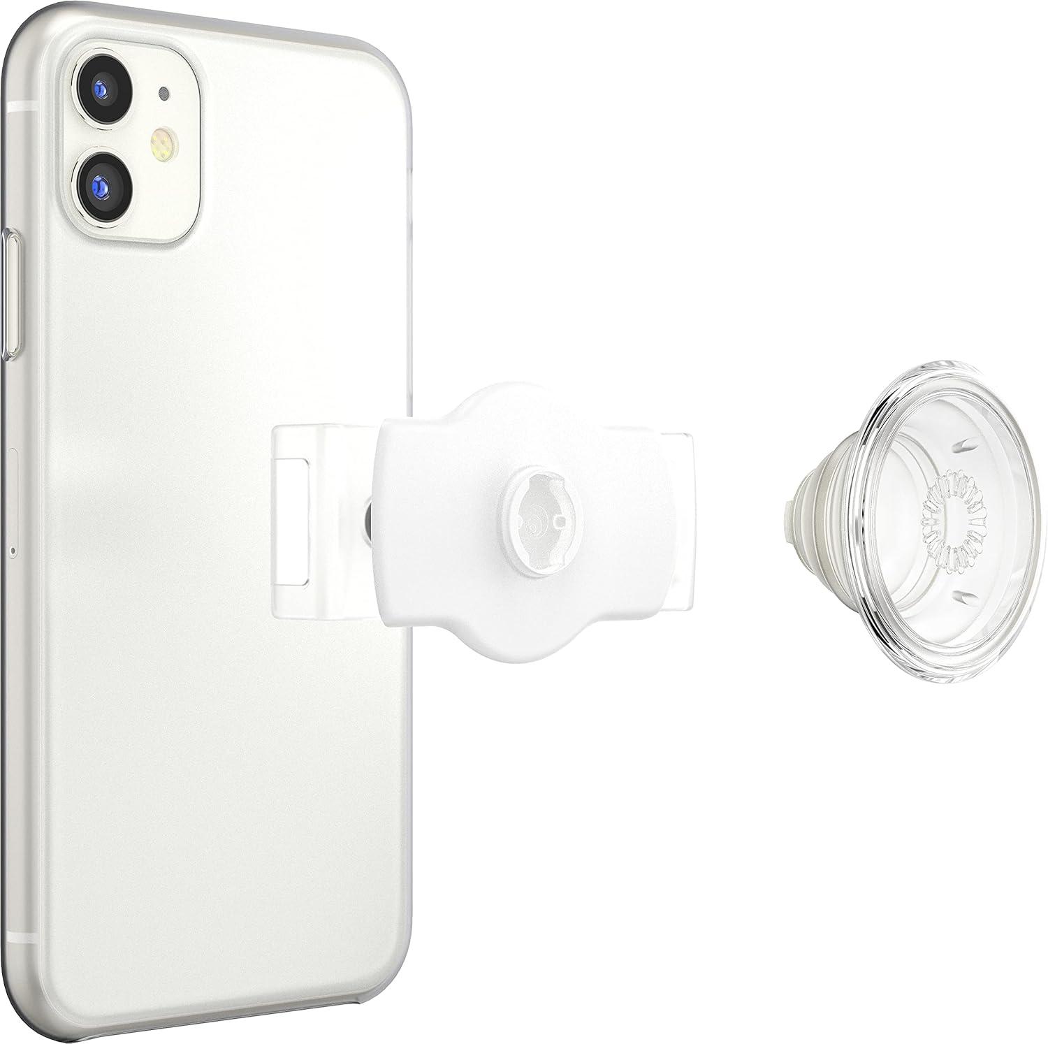 imagePopSockets Phone Grip Slide for Phones and Cases Sliding Phone Grip with Expanding Kickstand Clear on WhiteWhite Clear