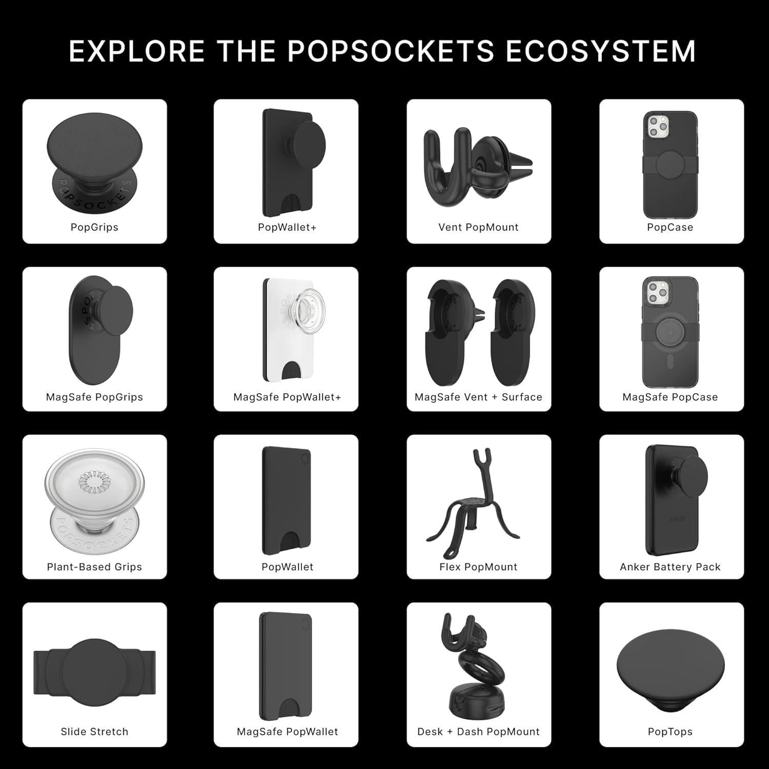 imagePopSockets Phone Wallet with Expanding Phone Grip Card Holder Graphic PopWallet Rose Gold LutzWhite Clear