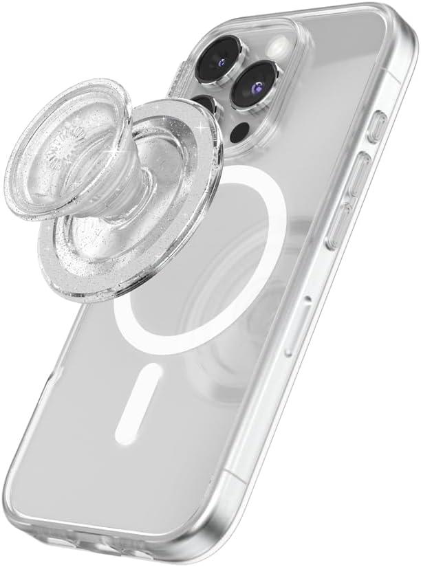 imagePopSockets Translucent Phone Grip with Expanding Kickstand PopSockets for Phone Translucent PopGrip Black DiscoClear Glitter