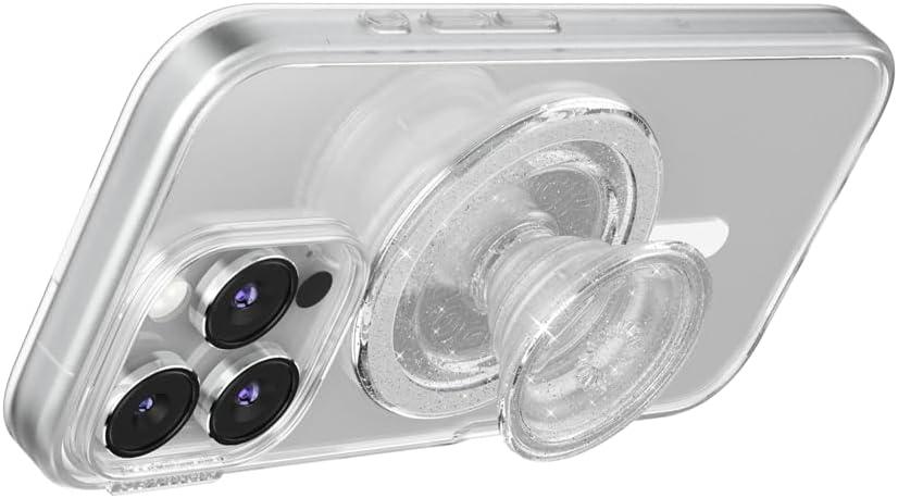 imagePopSockets Translucent Phone Grip with Expanding Kickstand PopSockets for Phone Translucent PopGrip Black DiscoClear Glitter