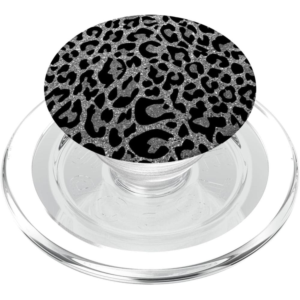 imageBlack Silver Leopard Print PopSockets Adhesive PopGripMagnetic PopGrip