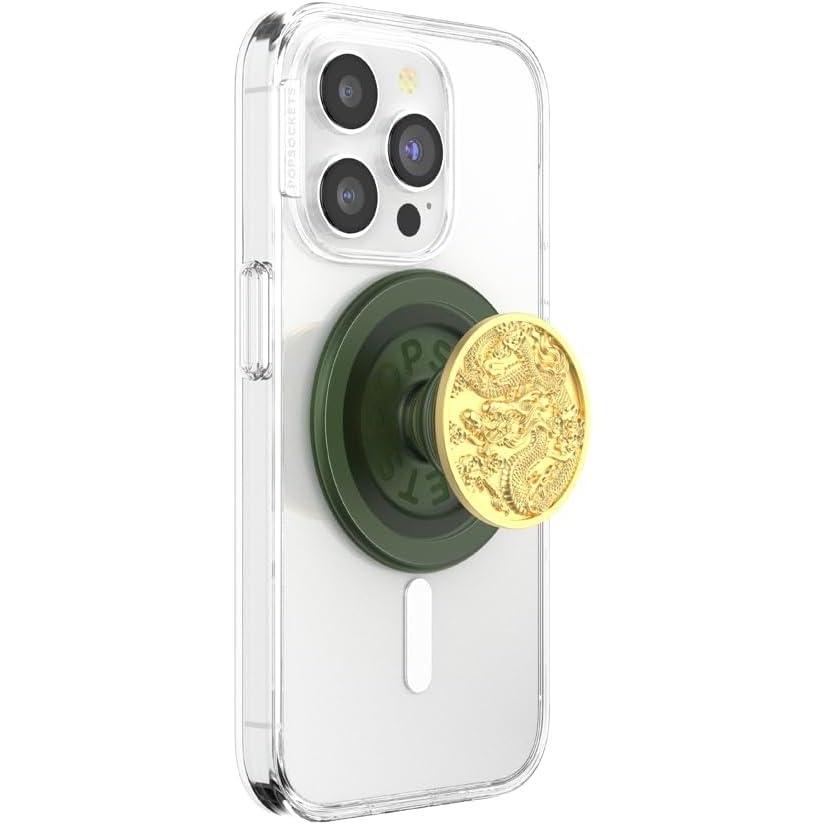 imagePopSockets Phone Grip for MagSafe with Kickstand Magnetic Stand Swappable Top Secure Hold for iPhone MagSafe Cases Phone ampamp Tablet Grip  Enamel Dragon