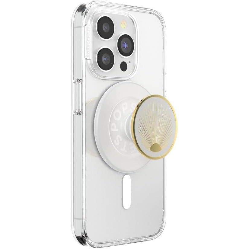 imagePopSockets Phone Grip for MagSafe with Kickstand Magnetic Stand Swappable Top Secure Hold for iPhone MagSafe Cases Phone ampamp Tablet Grip  Enamel Radiant White