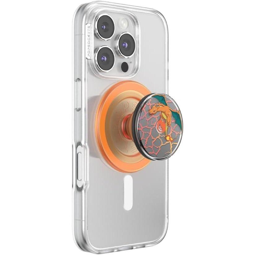 imagePopSockets Phone Grip for MagSafe with Kickstand Magnetic Stand Swappable Top Secure Hold for iPhone MagSafe Cases Phone ampamp Tablet Grip Pokemon  Spinner Charizard in Flight
