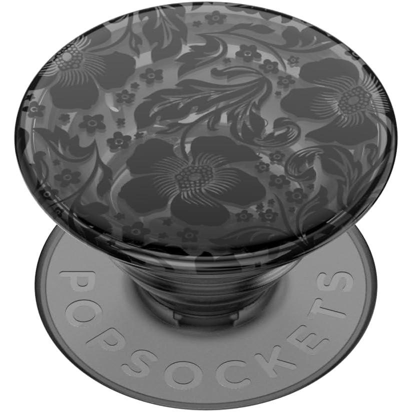 imagePopSockets PlantBased Phone Grip with Expanding Kickstand Adhesive Grip EcoFriendly  Translucent CactiBlack Lace