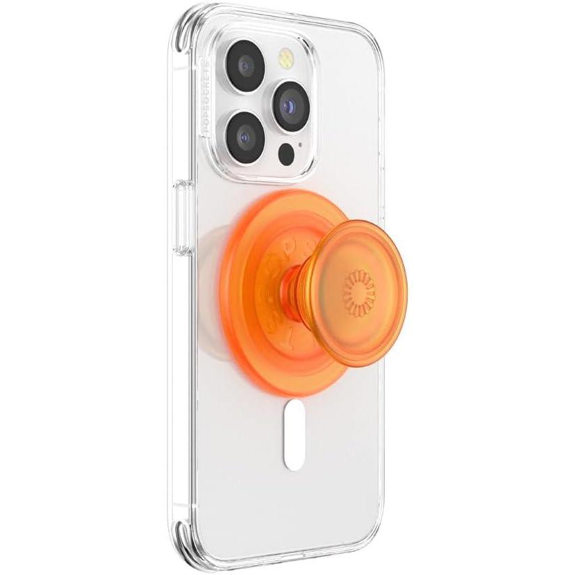 imagePopSockets Translucent Phone Grip with Expanding Kickstand PopSockets for Phone Translucent PopGrip  Black DiscoOrange Zest