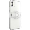 PopSockets Phone Grip Slide for Phones and Cases, Sliding Phone Grip with Expanding Kickstand – Clear on White(White Clear)