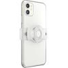 PopSockets Phone Grip Slide for Phones and Cases, Sliding Phone Grip with Expanding Kickstand – Clear on White(White and Clear)