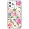 PopSockets iPhone 12/12 Pro Case with Repositionable Slide Grip and Compatible with MagSafe – Black(Vintage Floral)