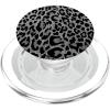 Black Silver Leopard Print PopSockets Adhesive PopGrip(Magnetic PopGrip)
