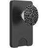 Black Silver Leopard Print PopSockets Adhesive PopGrip(Magnetic PopWallet)