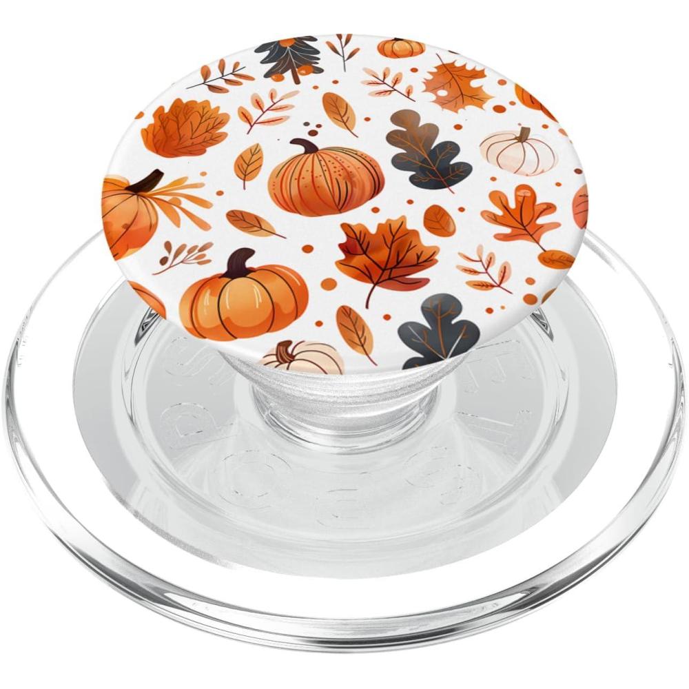imageFall Leaves and Pumpkins for Halloween and Thanksgiving PopSockets Adhesive PopGripMagnetic PopGrip