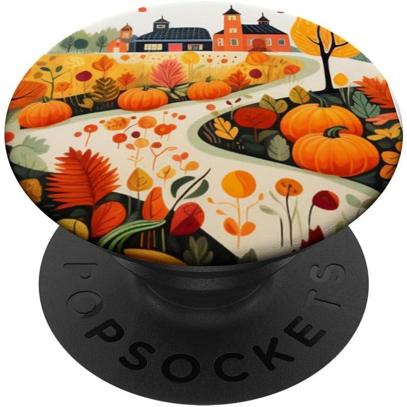 imageFall Leaves autumn pumpkin pattern autumn color foliage PopSockets Adhesive PopGripAdhesive PopGrip