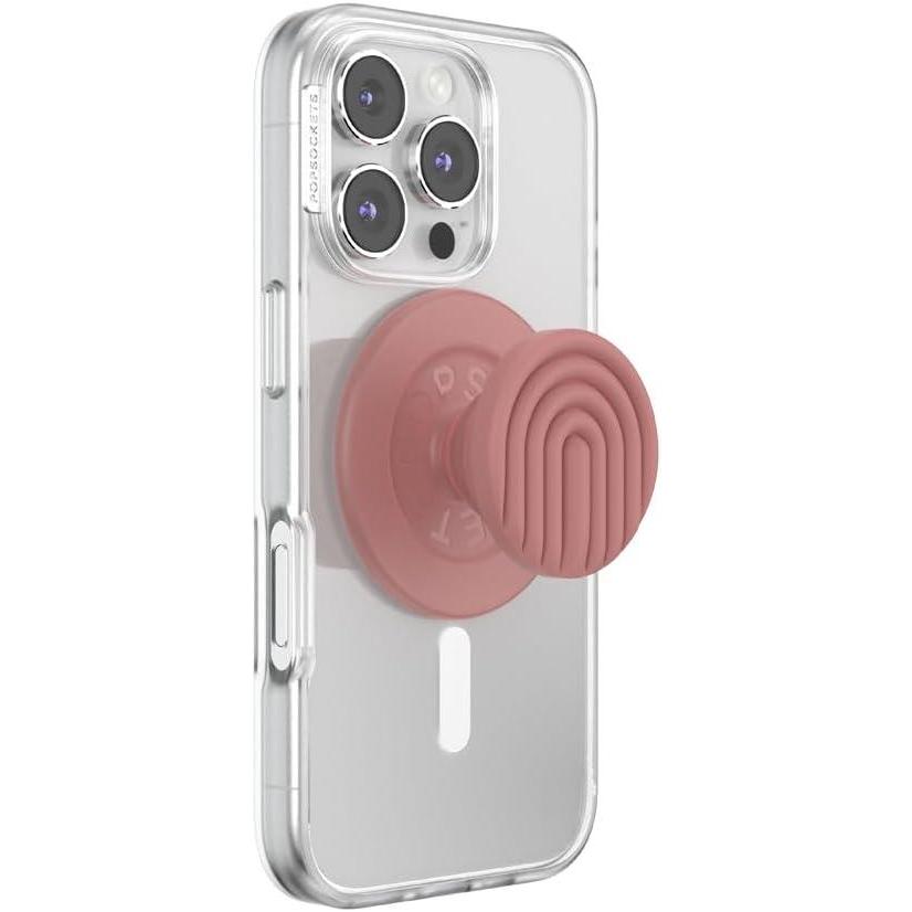 imagePopSockets Phone Grip for MagSafe with Kickstand Magnetic Stand Swappable Top Secure Hold for iPhone MagSafe Cases Phone ampamp Tablet Grip  Curves Clay