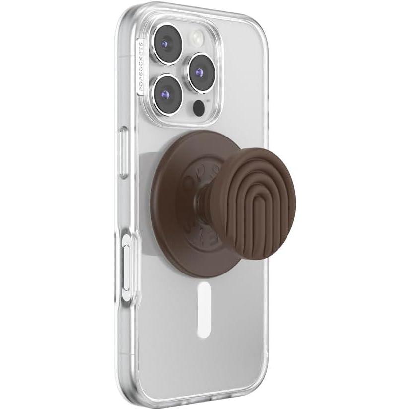 imagePopSockets Phone Grip for MagSafe with Kickstand Magnetic Stand Swappable Top Secure Hold for iPhone MagSafe Cases Phone ampamp Tablet Grip  Curves Cocoa
