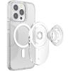 PopSockets PopGrip for MagSafe, Magnetic Phone Grip & Stand, Swappable Top, Secure Grip for iPhone MagSafe Cases, Kickstand for Hands-Free Viewing, Wireless Charging Compatible – Black(Clear)