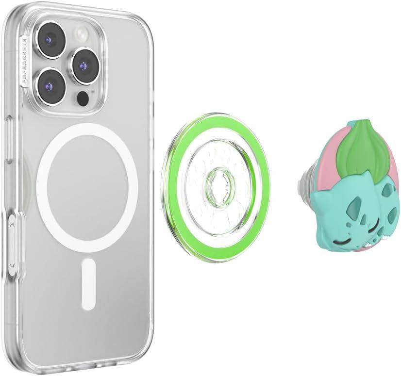 imagePopSockets Phone Grip for MagSafe with Kickstand Magnetic Stand Swappable Top Secure Hold for iPhone MagSafe Cases Phone ampamp Tablet Grip  Squirtle WaterSleepy Bulbasaur