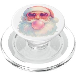 Vintage Santa Christmas Pink Sunglasses Bubble Gum PopSockets Adhesive PopGrip(Magnetic PopGrip)