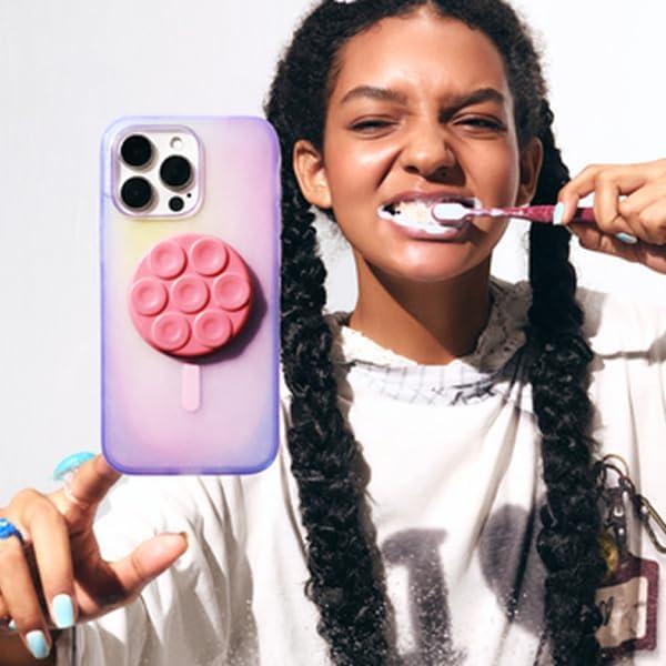 imagePopSockets Phone Grip with Expanding Kickstand Adhesive Grip Colorblock PinkPutty