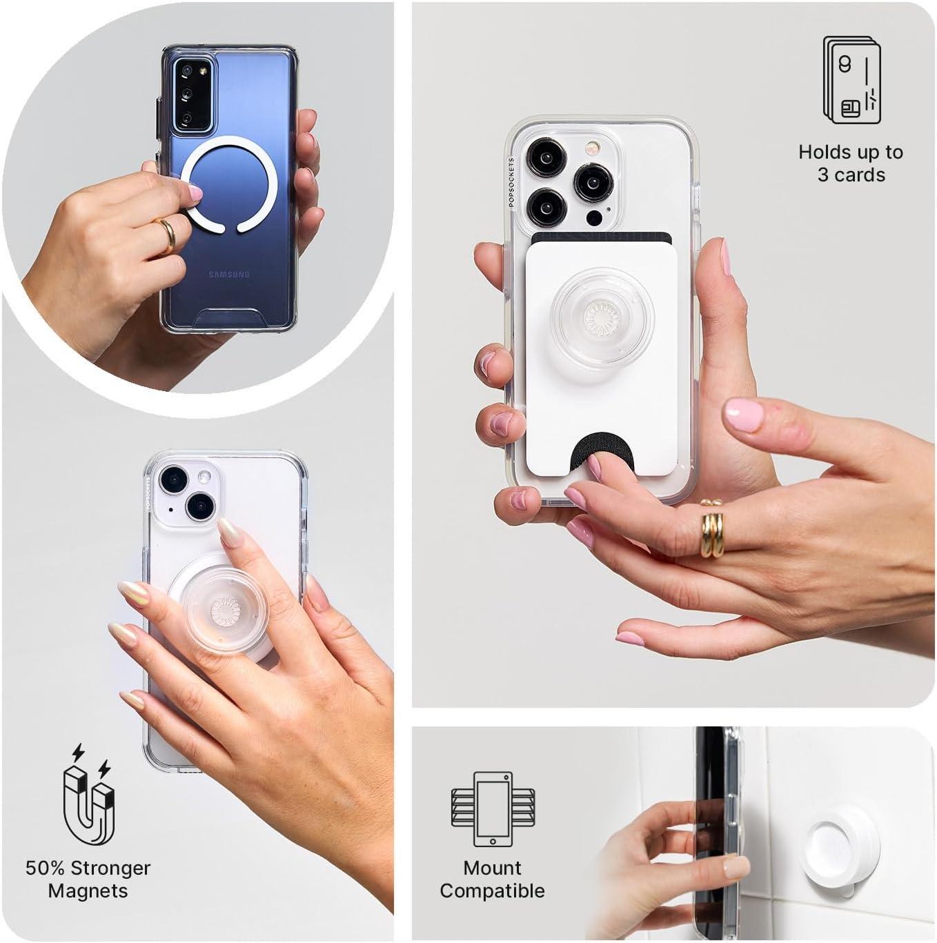 imagePopSockets Phone Grip with Expanding Kickstand Adhesive Grip Colorblock PinkSoft Touch Latte