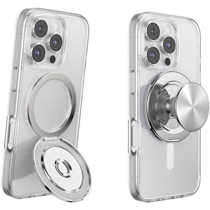 imagePopSockets Phone Grip with Expanding Kickstand Adhesive Grip Colorblock PinkSilver