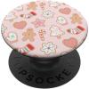 Pastel Pink Gingerbread Cookie Christmas Design PopSockets PopGrip for MagSafe(Adhesive PopGrip)