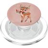 Retro Christmas Cute Reindeer Aesthetic Winter Xmas Pink PopSockets Adhesive PopGrip(Magnetic PopGrip)