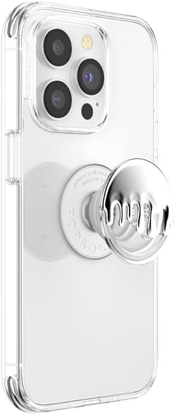 imagePopSockets Translucent Phone Grip with Expanding Kickstand PopSockets for Phone Translucent PopGrip Chrome Drip SilverChrome Silver