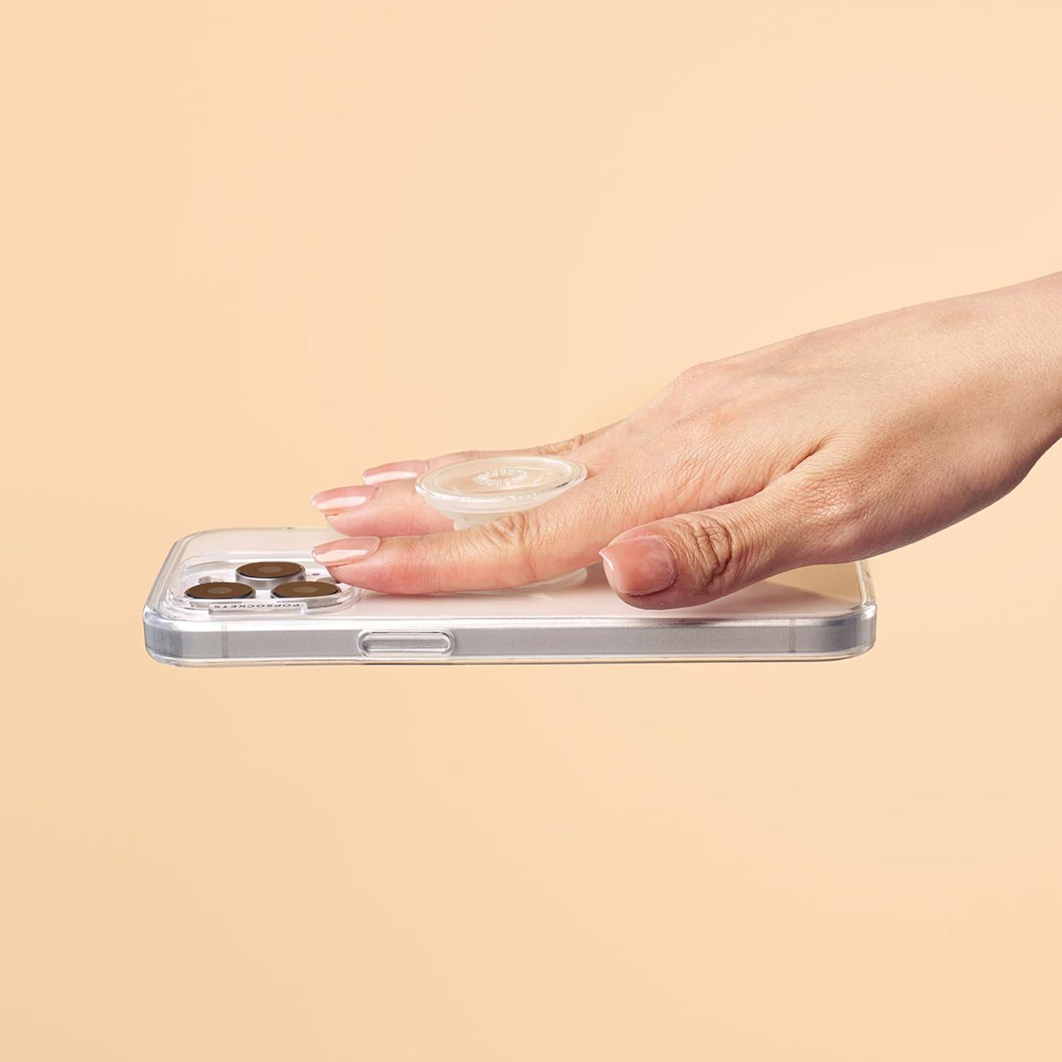imagePopSockets Translucent Phone Grip with Expanding Kickstand PopSockets for Phone Translucent PopGrip Chrome Drip SilverClear