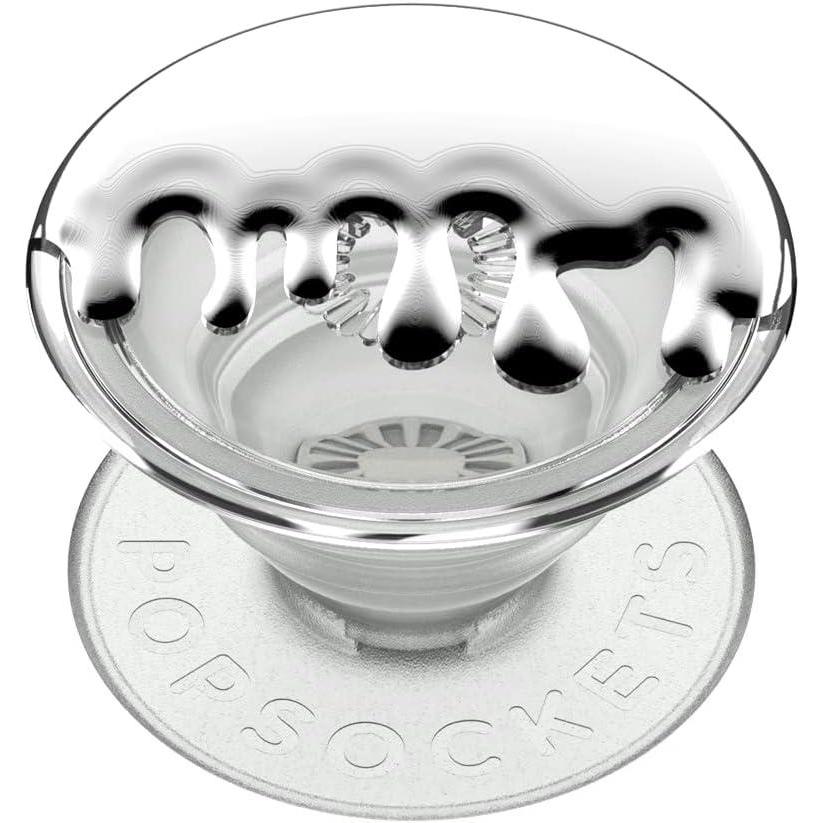 imagePopSockets Translucent Phone Grip with Expanding Kickstand PopSockets for Phone Translucent PopGrip Chrome Drip SilverChrome Silver