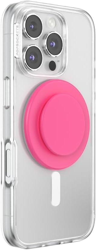imagePopSockets Phone Grip for MagSafe with Kickstand Magnetic Stand Swappable Top Secure Hold for iPhone MagSafe Cases Phone ampamp Tablet Grip Neon Pink