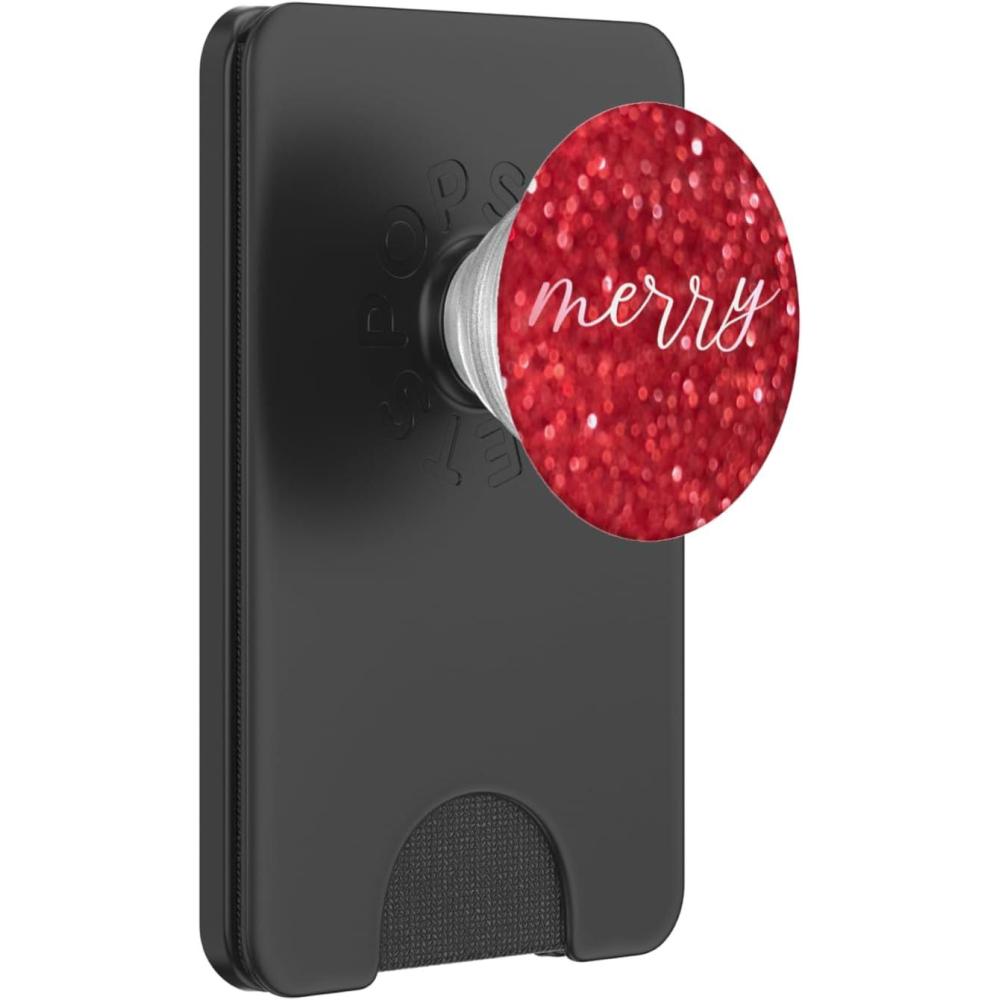 imageMerry Christmas Happy Holidays Red and White PopSockets Grip and Stand for Phones and Tablets PopSockets Adhesive PopGripMagnetic PopWallet