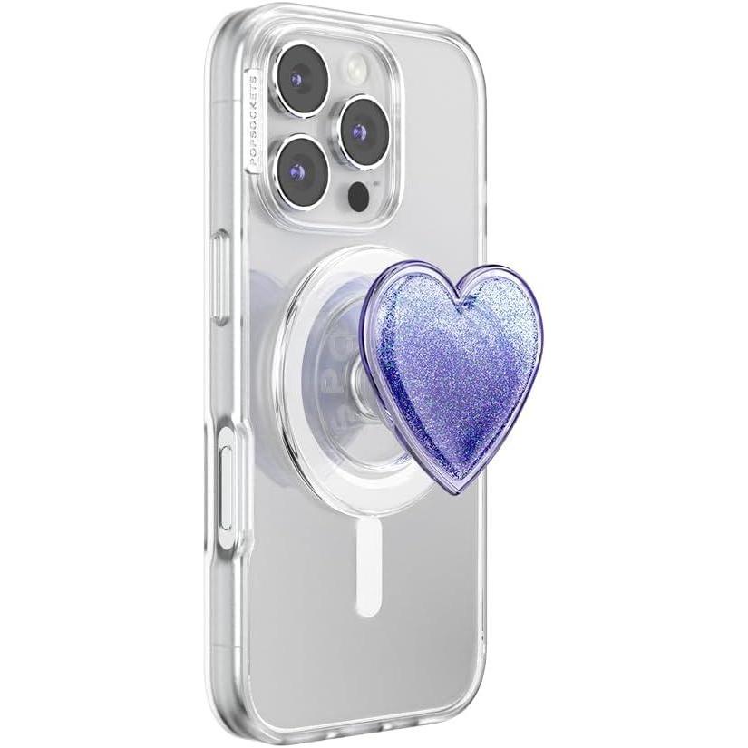 imagePopSockets Phone Grip for MagSafe with Kickstand Magnetic Stand Swappable Top Secure Hold for iPhone MagSafe Cases Phone ampamp Tablet GripSquishy Tidepool Heart Lavendar