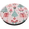 Pastel Pink and Sage Green Christmas Tree Holiday Pattern PopSockets Adhesive PopGrip(Adhesive PopGrip)