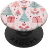 Pastel Pink and Sage Green Christmas Tree Holiday Pattern PopSockets Adhesive PopGrip(Adhesive PopGrip)