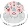 Pastel Pink and Sage Green Christmas Tree Holiday Pattern PopSockets Adhesive PopGrip(Magnetic PopGrip)