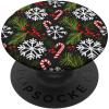 white snowflakes with candy canes with Christmas PopSockets Adhesive PopGrip(Adhesive PopGrip)