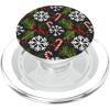 white snowflakes with candy canes with Christmas PopSockets Adhesive PopGrip(Magnetic PopGrip)