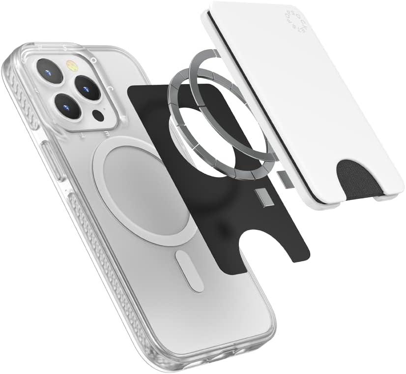 imagePopSockets Phone Wallet Phone Card Holder Wireless Charging Wallet Compatible with MagSafeWhite