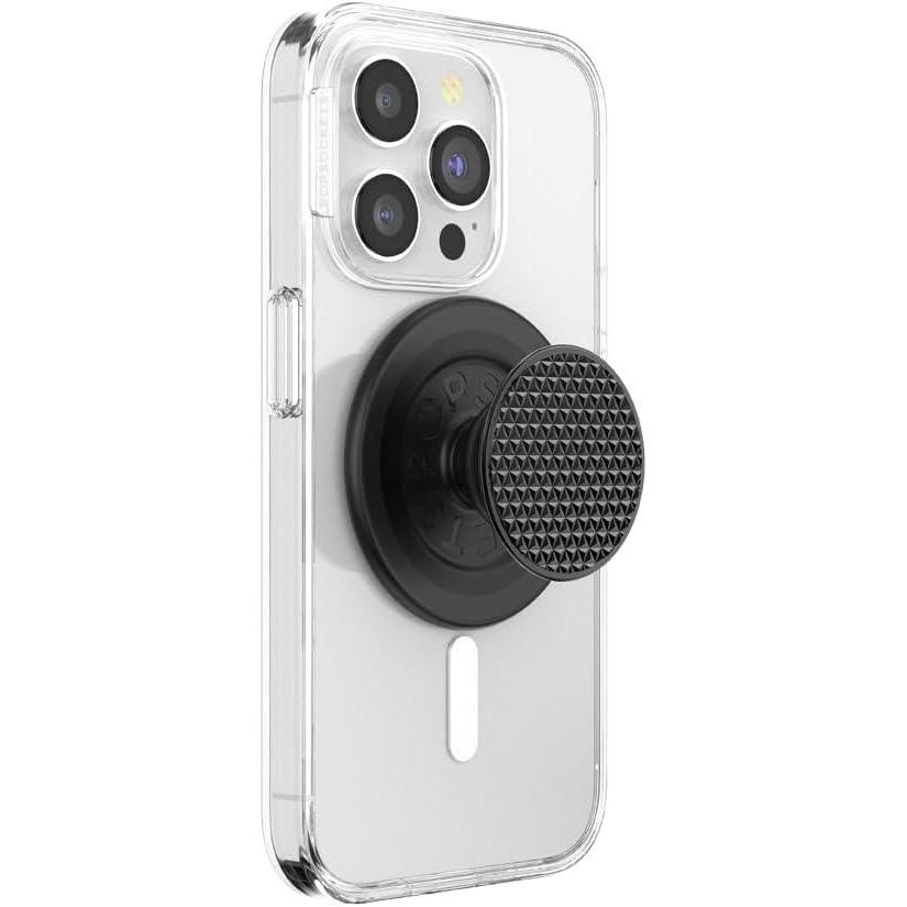 imagePopSockets Phone Grip with Expanding Kickstand Solid PopGrip WisteriaBlack Knurl