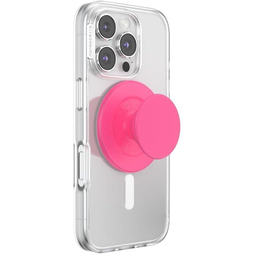 imagePopSockets Phone Grip with Expanding Kickstand Solid PopGrip WisteriaNeon Pink